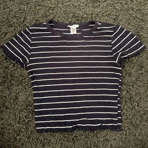 Baby blue and white striped crop top
